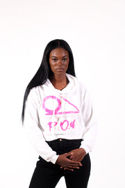 Pink Classic Logo Cropped Hoodie