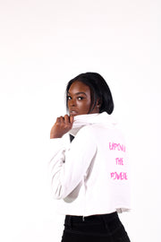 Pink Classic Logo Cropped Hoodie
